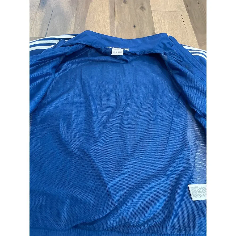 Adidas Men’s Windbreaker Full Zip Blue Logo Size M